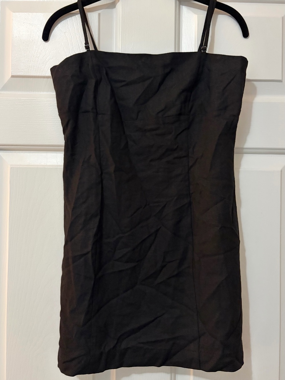 House of Harlow 1960 Black Spaghetti Strap Mini Dress with Smocked Back